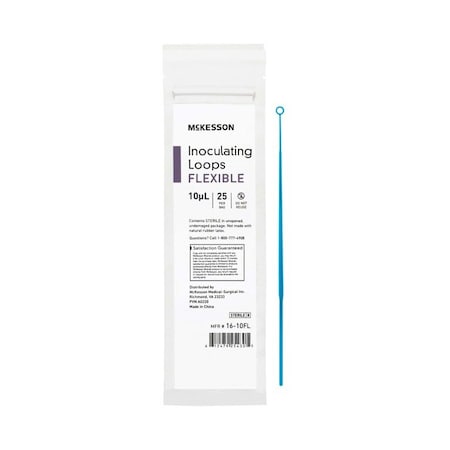 Mckesson Inoculating Loop, Light Blue, 10 uL, 20 cm Length, 25PK 16-10FL